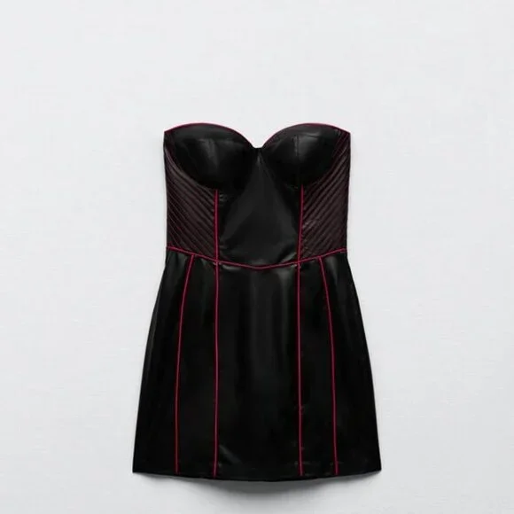 ZARA LEATHER EFFECT DRESS SIZE XS 8208 961 800 - Picture 3 of 5